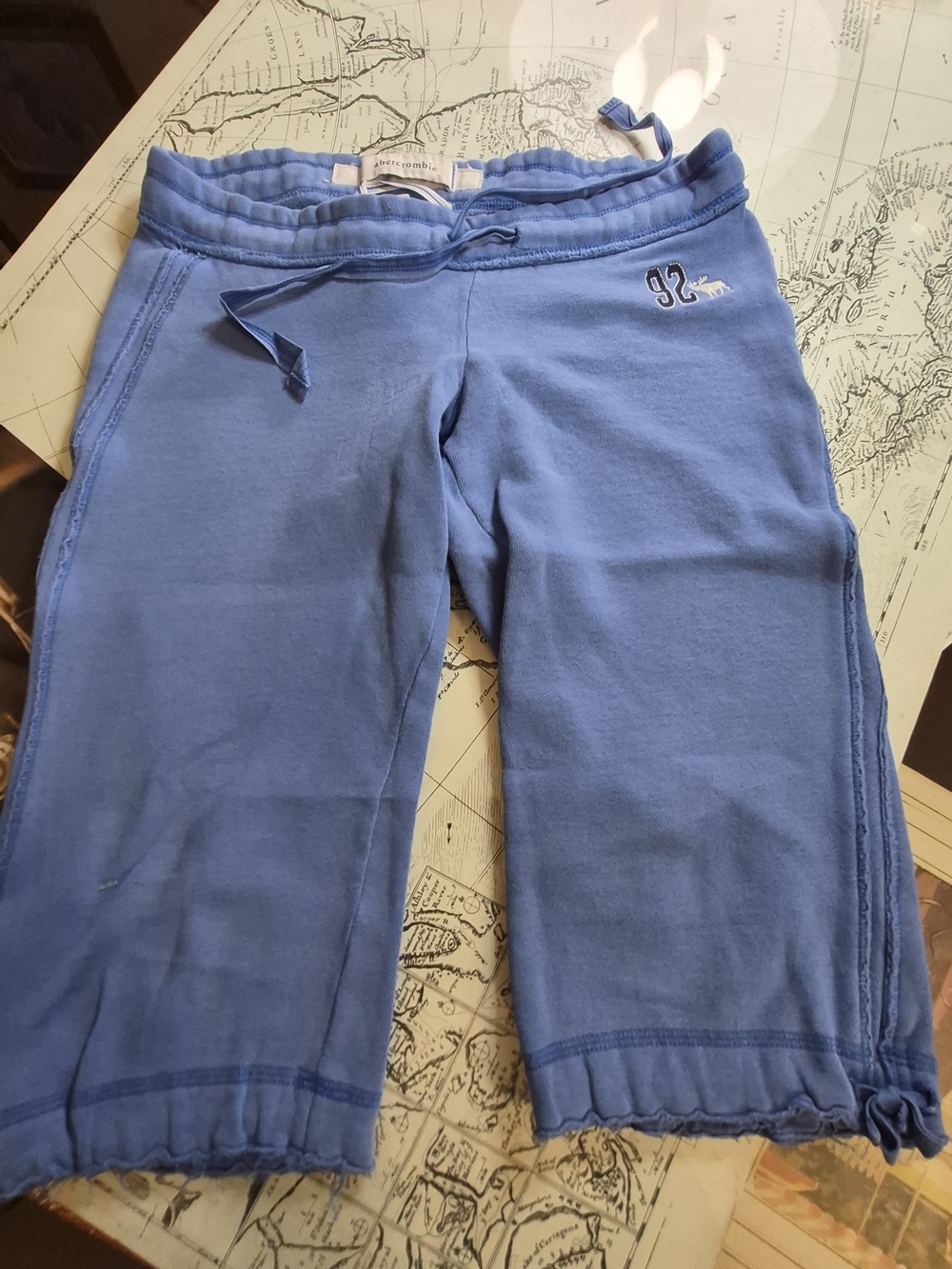 Abercrombie Light Blue Terry Drawstring Shorts with Embroidered Logo - Picture 2 of 3